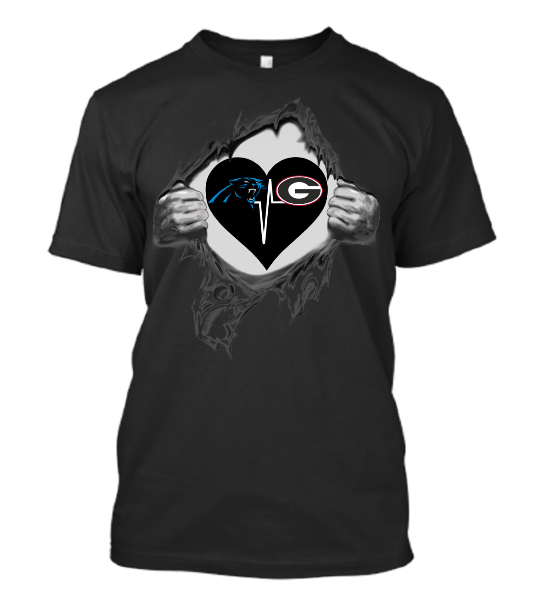 Carolina Panthers Georgia Bulldogs Heartbeat T-Shirt