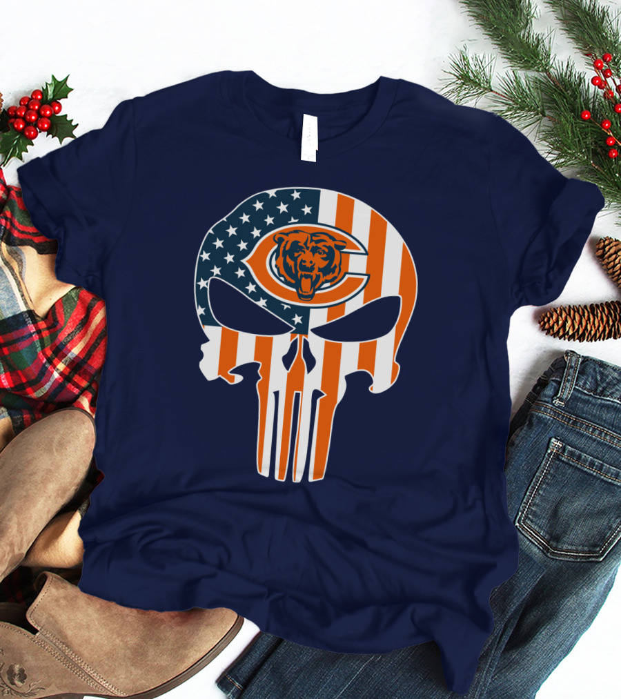 Chicago Bears Punisher American Flag T-Shirt