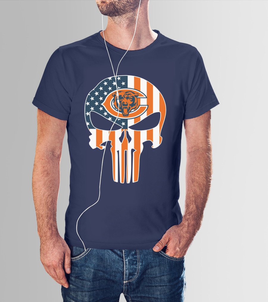 Chicago Bears Punisher American Flag T-Shirt