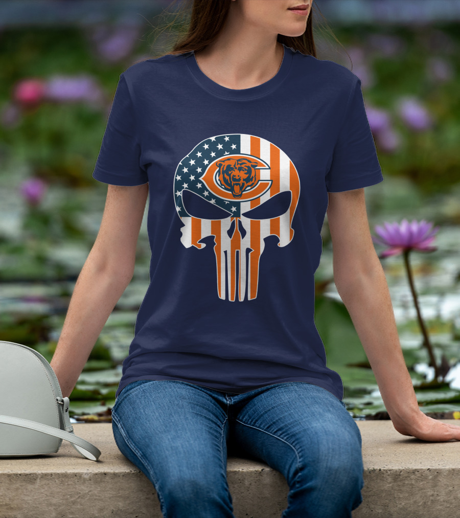 Chicago Bears Punisher American Flag T-Shirt