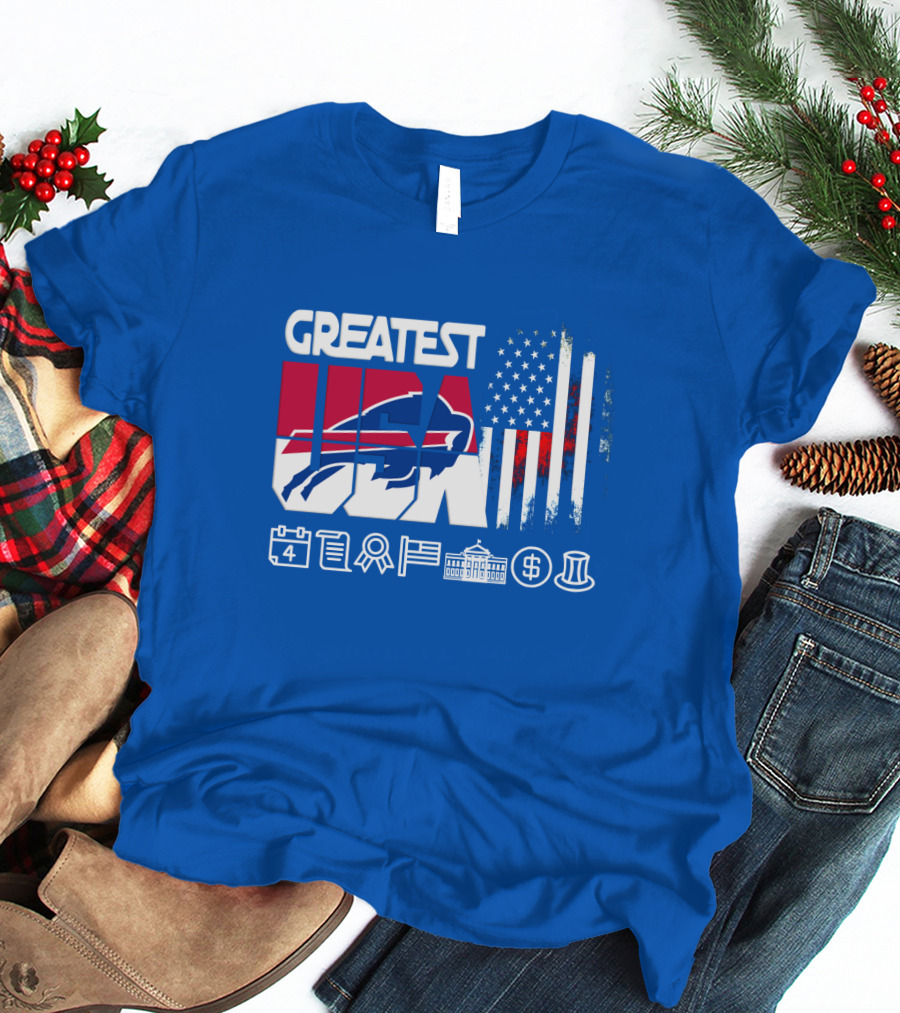 Greatest Usa Bills American Flag Football Icons T-Shirt