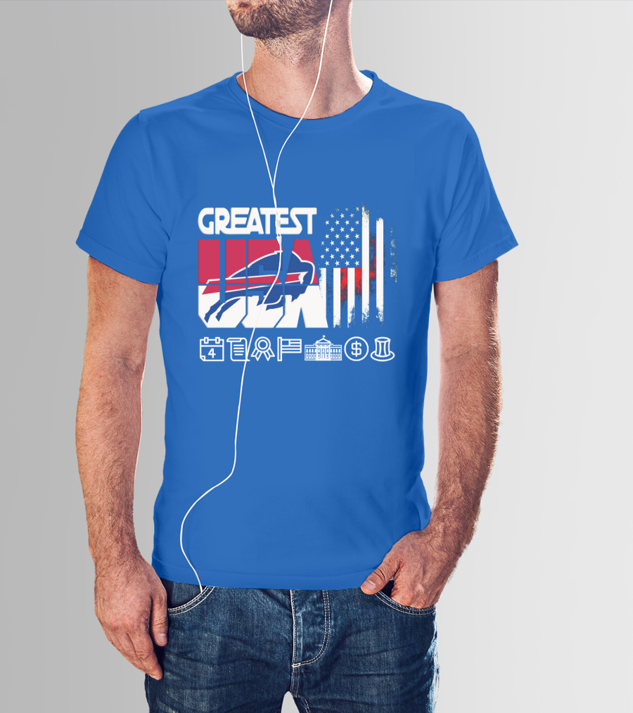Greatest Usa Bills American Flag Football Icons T-Shirt