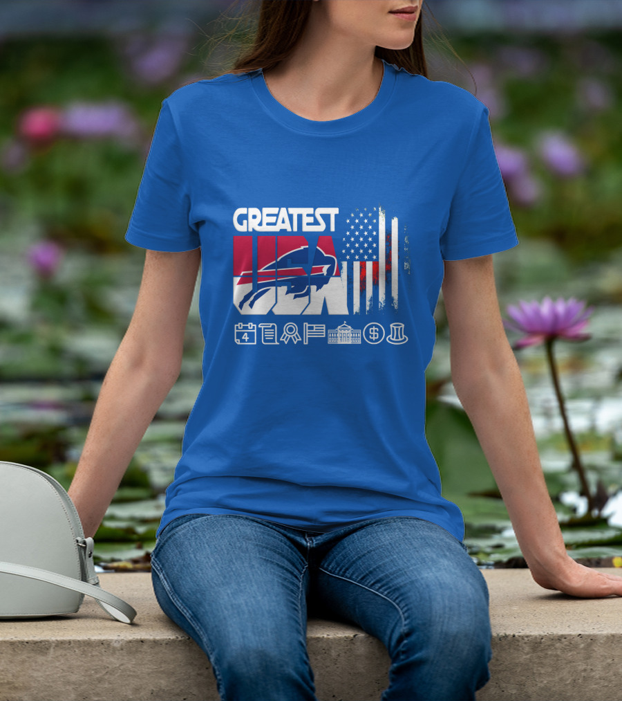 Greatest Usa Bills American Flag Football Icons T-Shirt