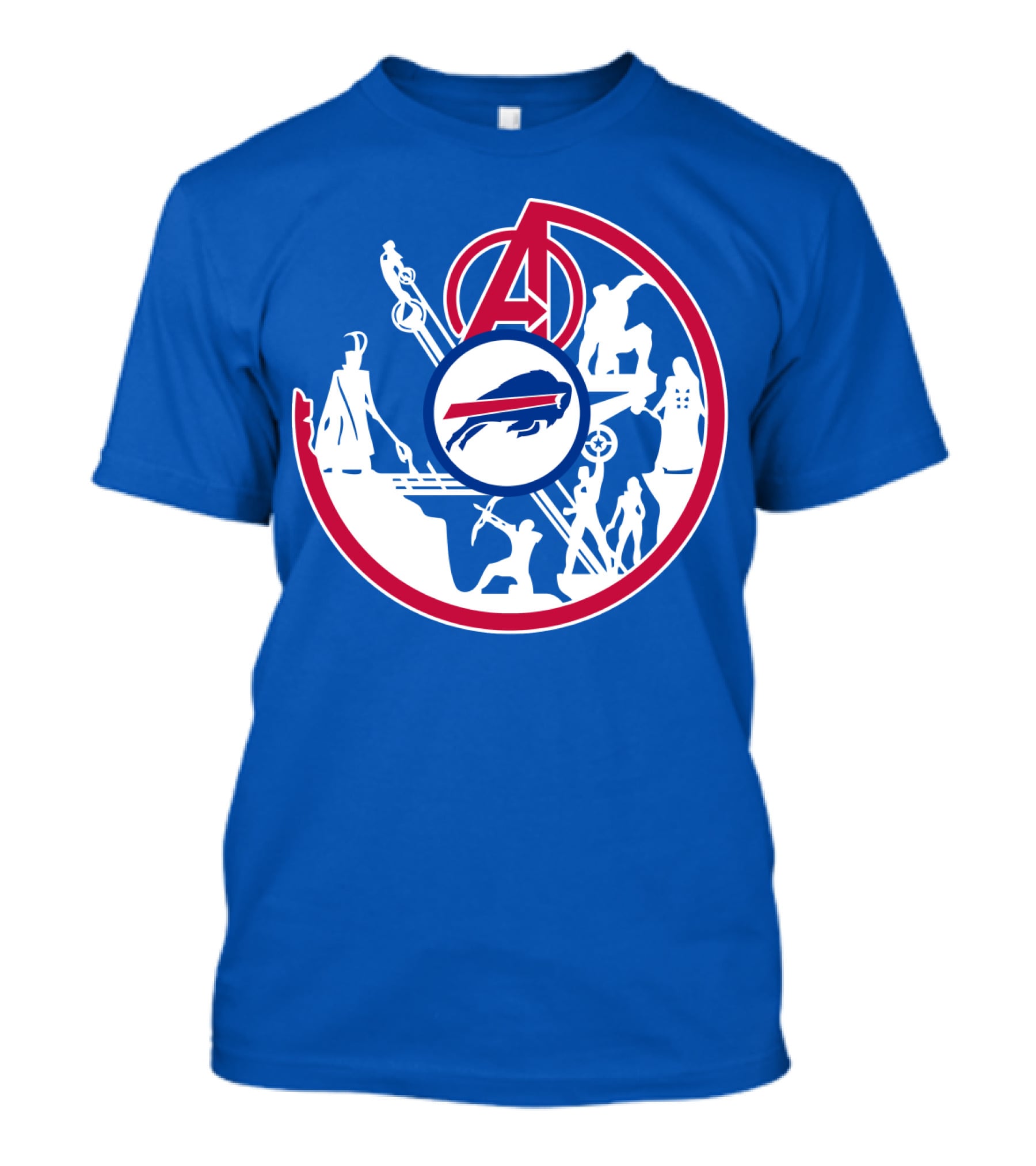 Buffalo Bills Avengers Crossover Logo Blue T-Shirt