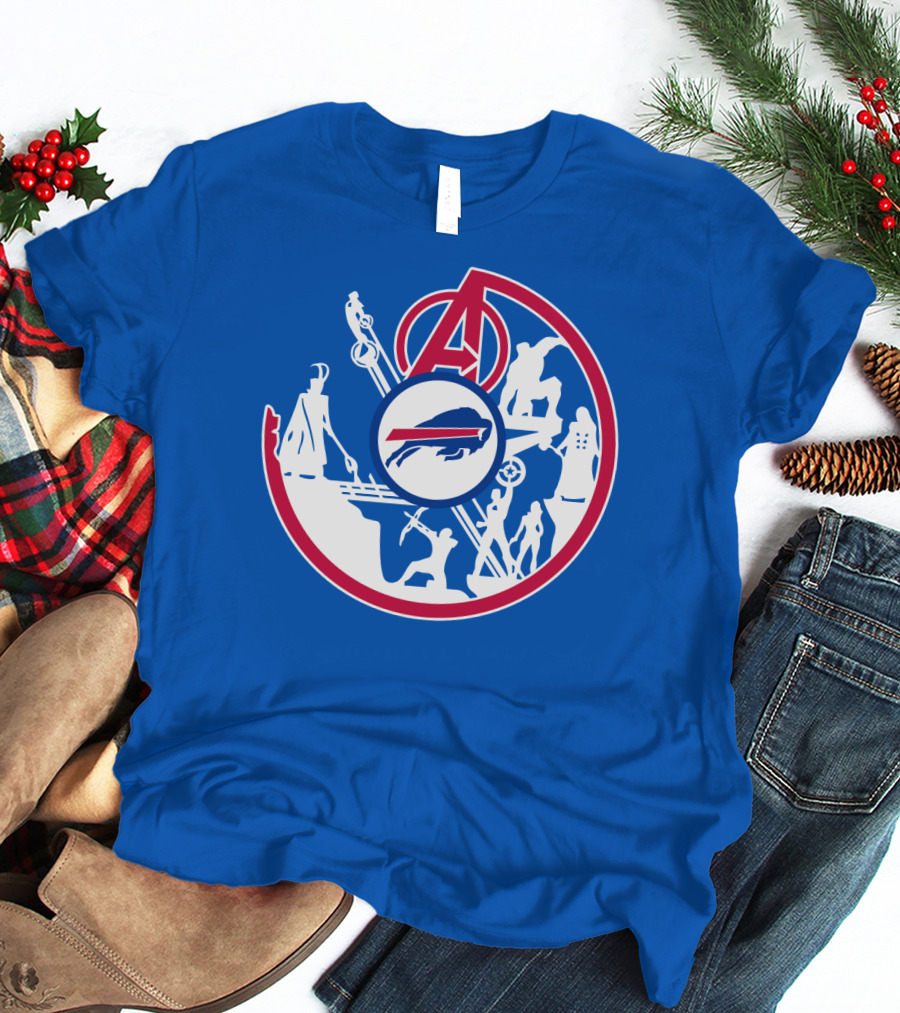 Buffalo Bills Avengers Crossover Logo Blue T-Shirt