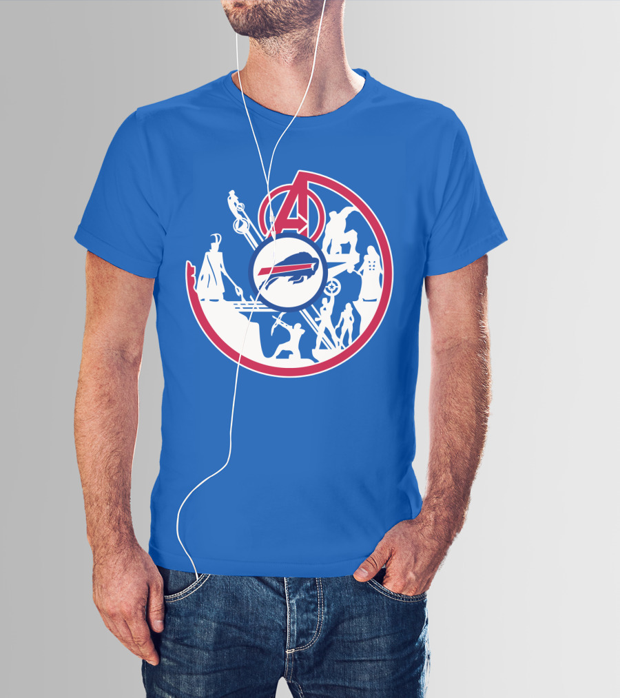 Buffalo Bills Avengers Crossover Logo Blue T-Shirt