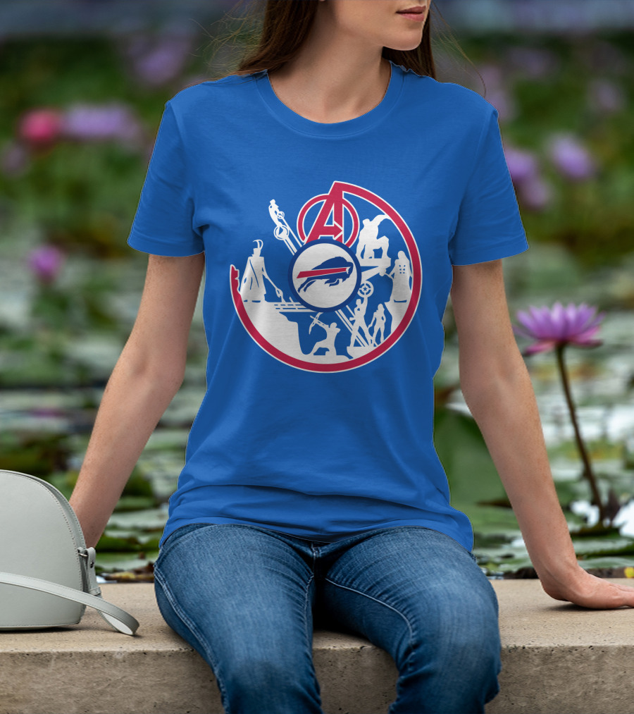 Buffalo Bills Avengers Crossover Logo Blue T-Shirt