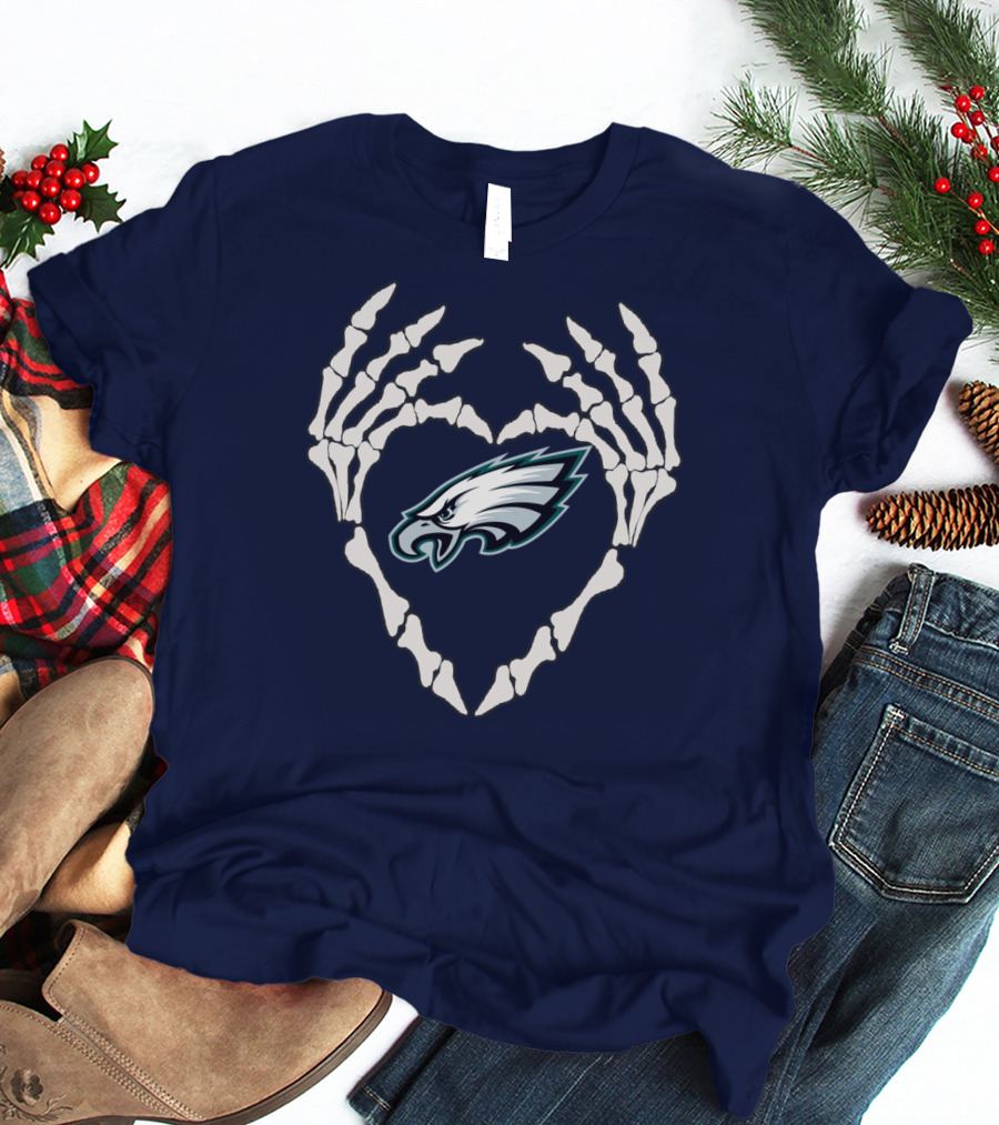 Eagles Logo Skeletal Heart Shape T-Shirt