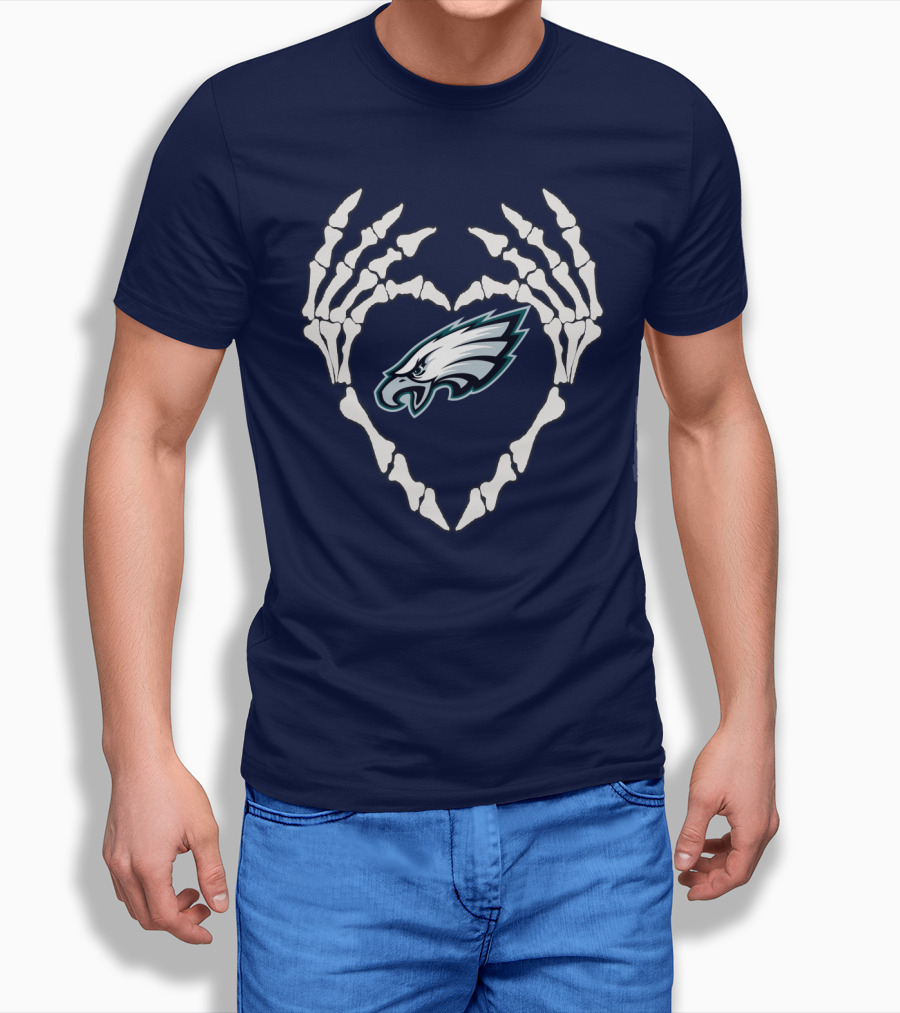 Eagles Logo Skeletal Heart Shape T-Shirt
