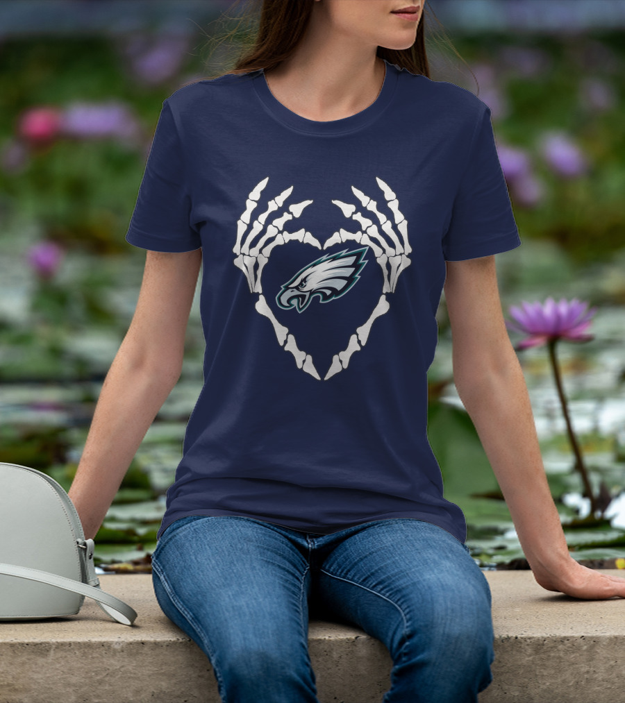 Eagles Logo Skeletal Heart Shape T-Shirt