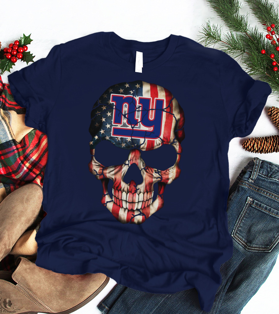 Ny Giants American Flag Skull T-Shirt