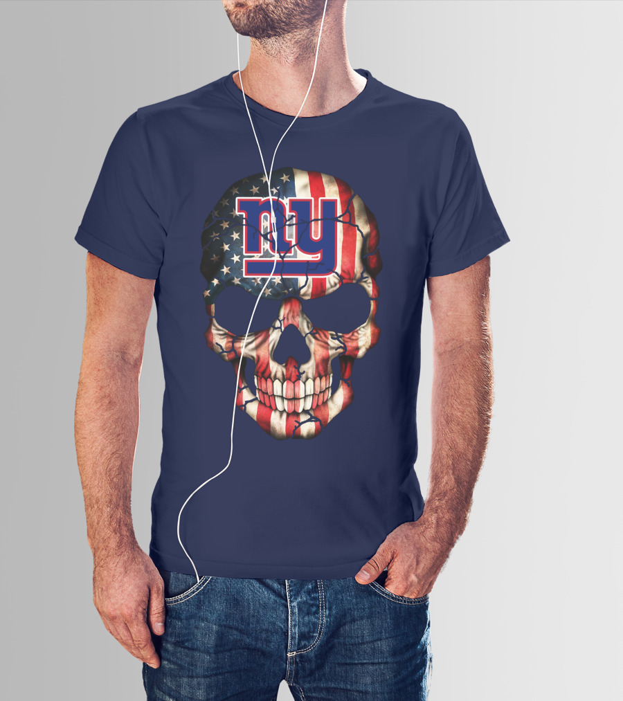 Ny Giants American Flag Skull T-Shirt