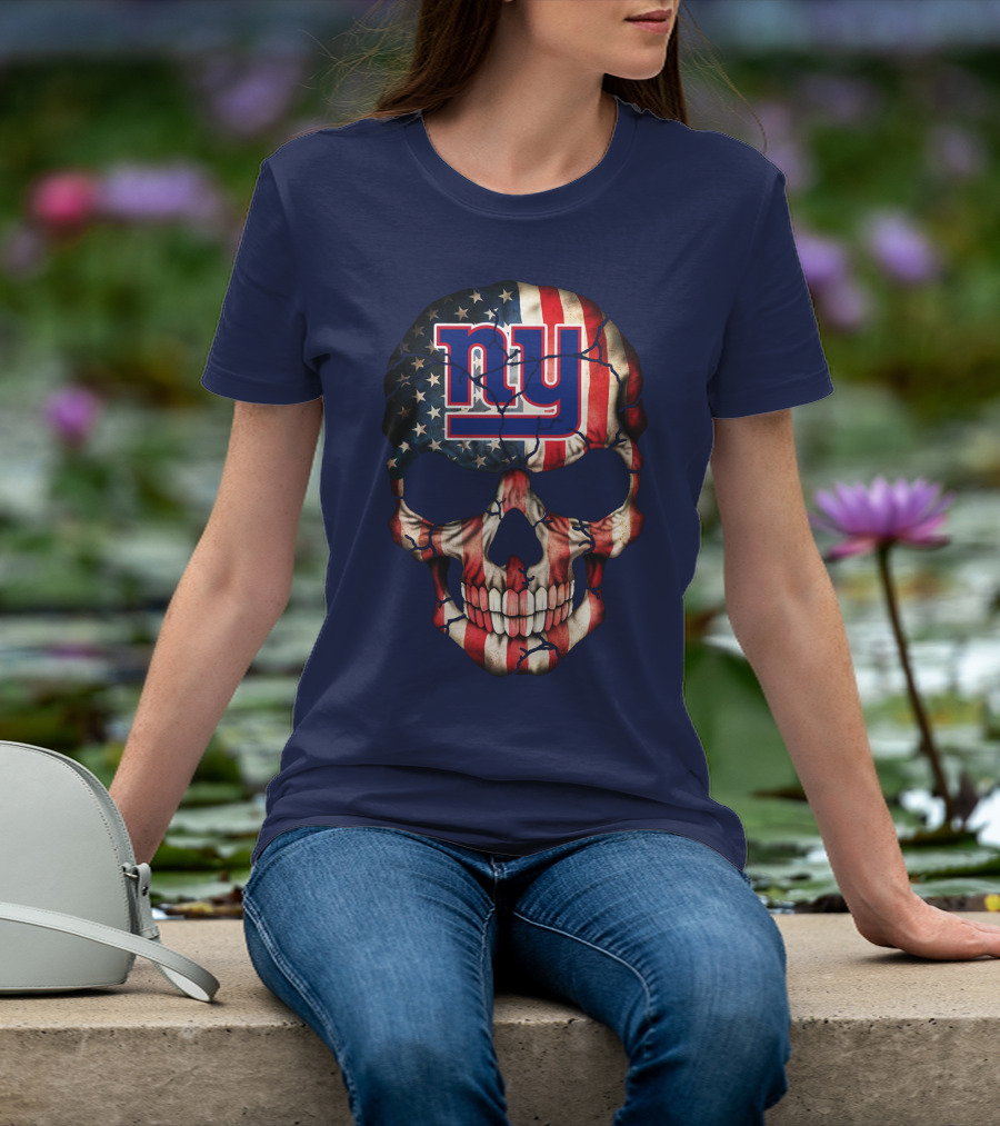 Ny Giants American Flag Skull T-Shirt