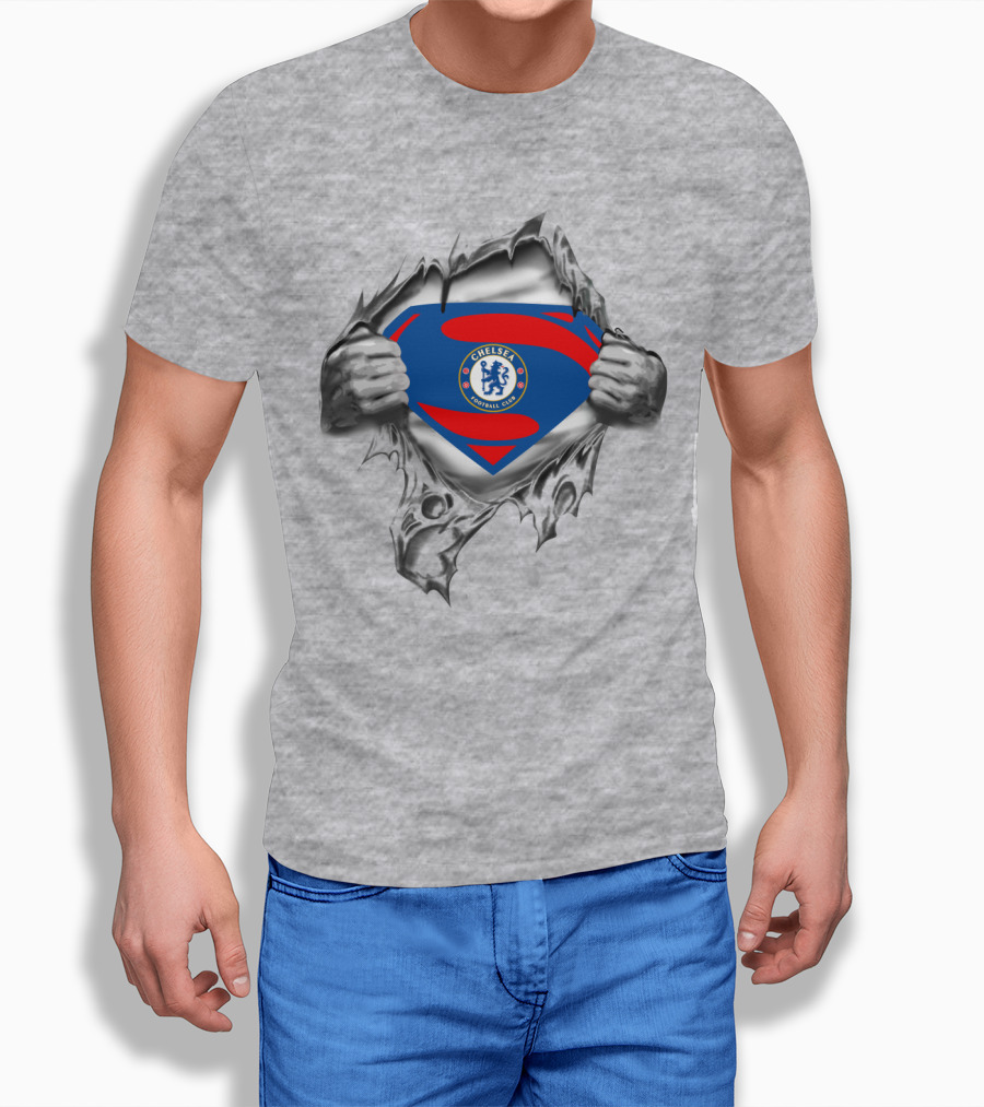 Chelsea Football Club Superman Logo Rip T-Shirt