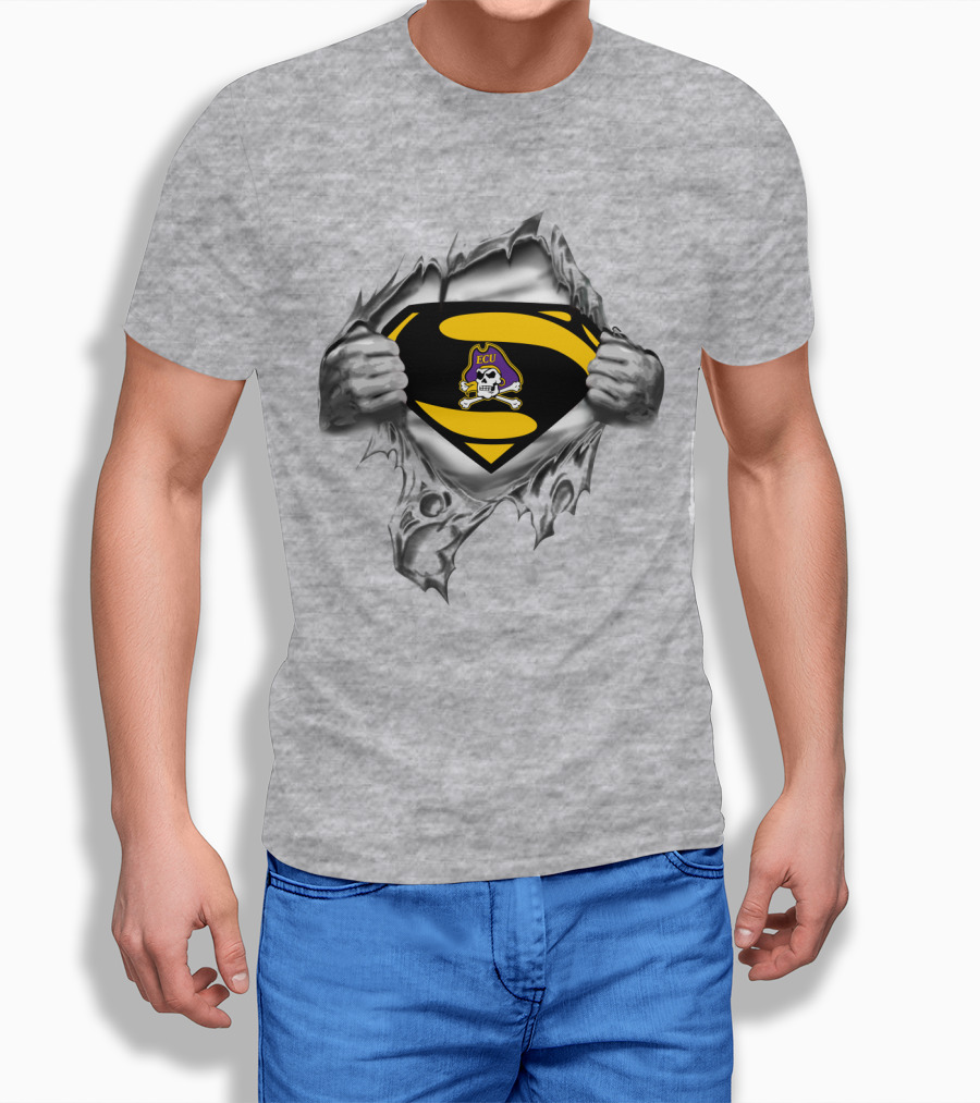 Ecu East Carolina Pirates Skull Logo Superhero Style T-Shirt