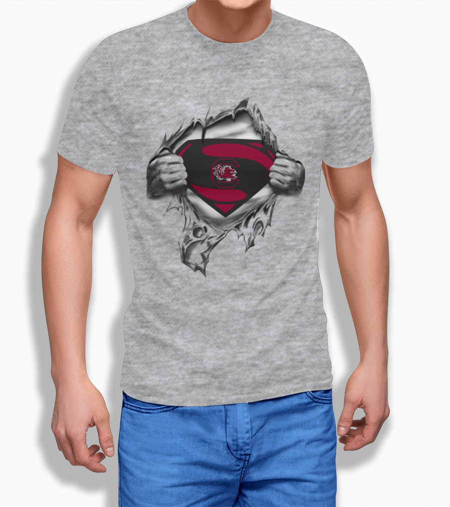 Superman South Carolina Gamecocks Logo Icon With Inner Strength Theme T-Shirt
