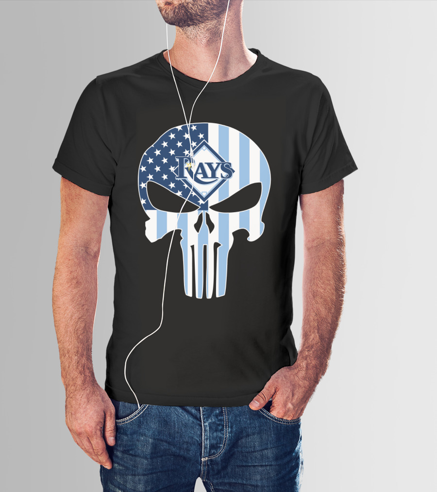 Rays Skull With American Flag T-Shirt
