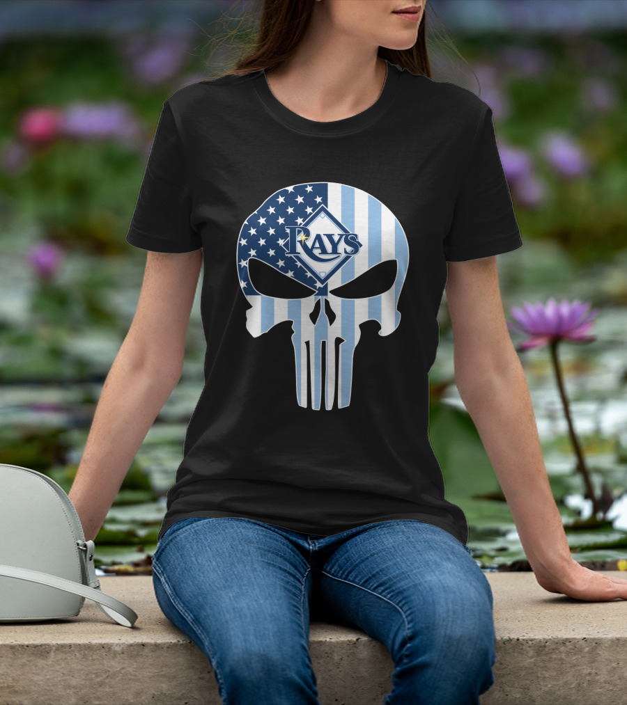 Rays Skull With American Flag T-Shirt