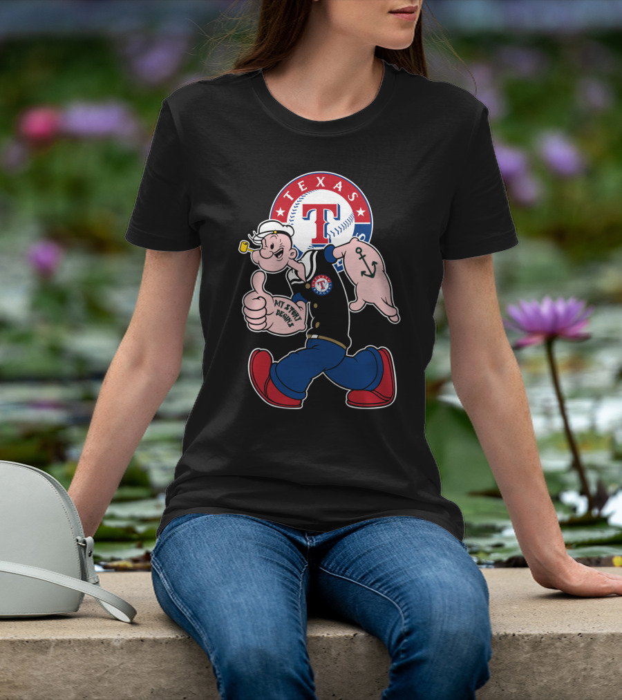 Texas Rangers Popeye Baseball Logo Mashup T-Shirt