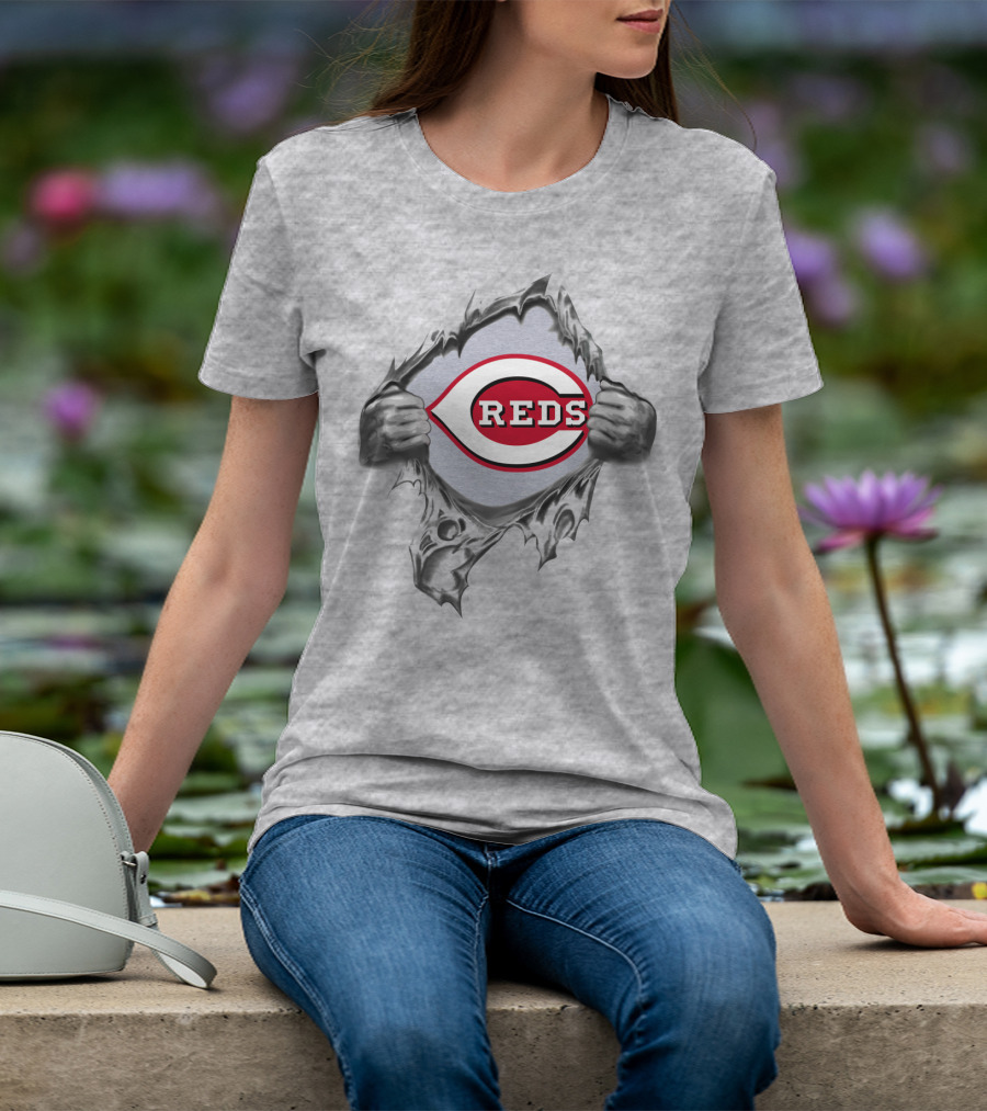 Cincinnati Reds Logo Breaking Through T-Shirt