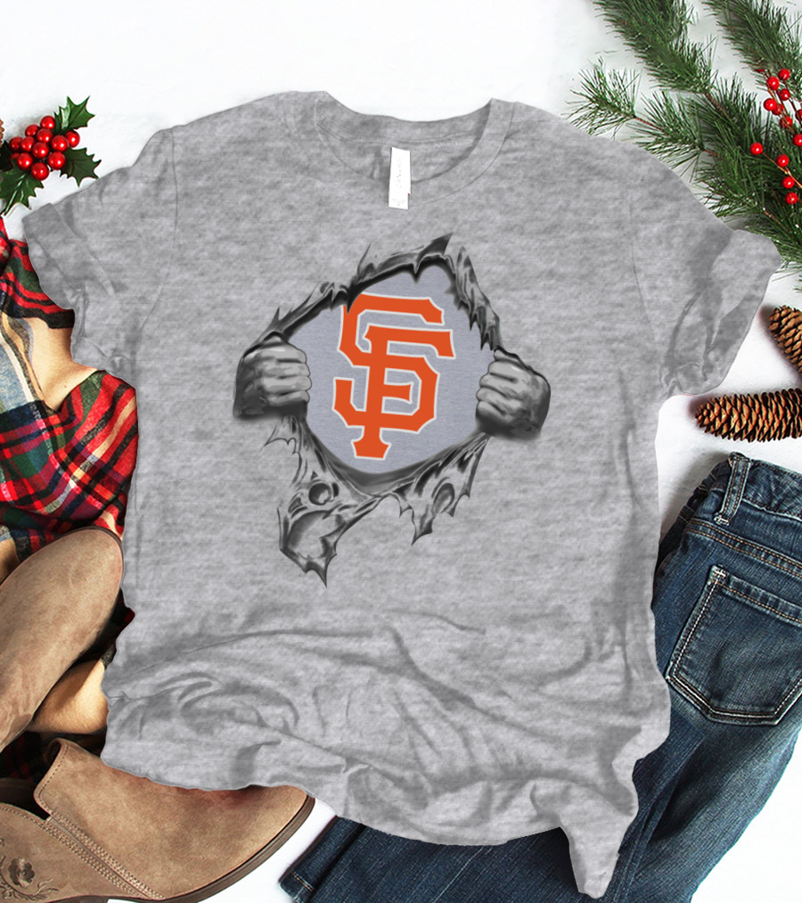 San Francisco Giants Logo Ripping Through Gray T-Shirt