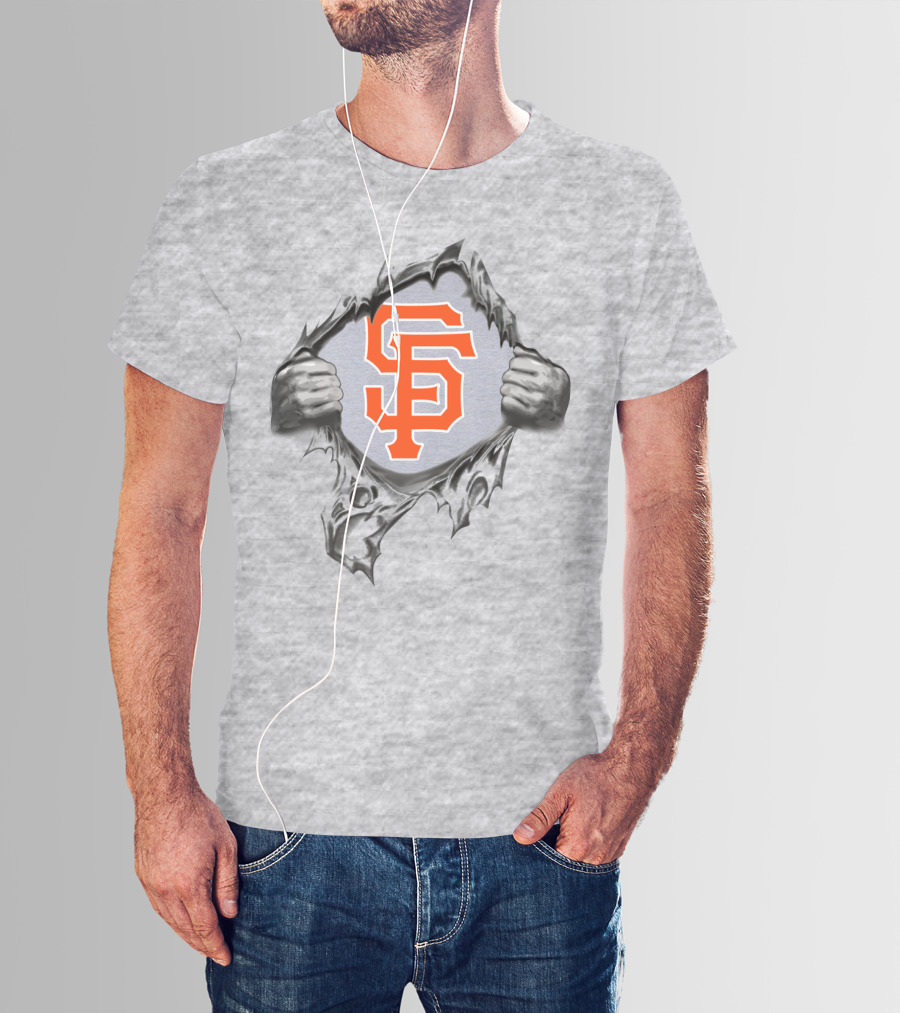 San Francisco Giants Logo Ripping Through Gray T-Shirt