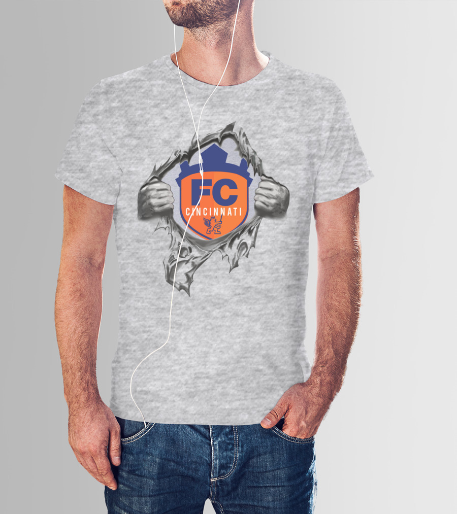 Fc Cincinnati Shield With Tearing Hands Motif T-Shirt