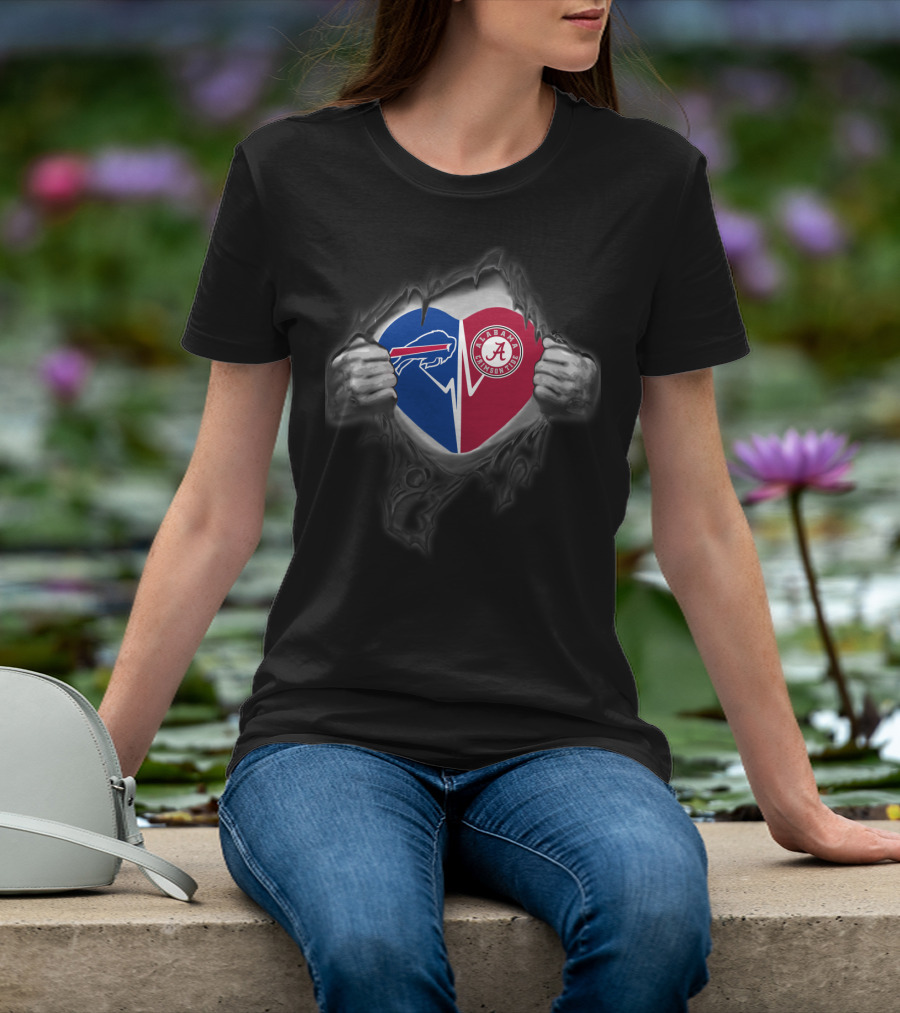 Bills Alabama Crimson Tide Heart Reveal T-Shirt
