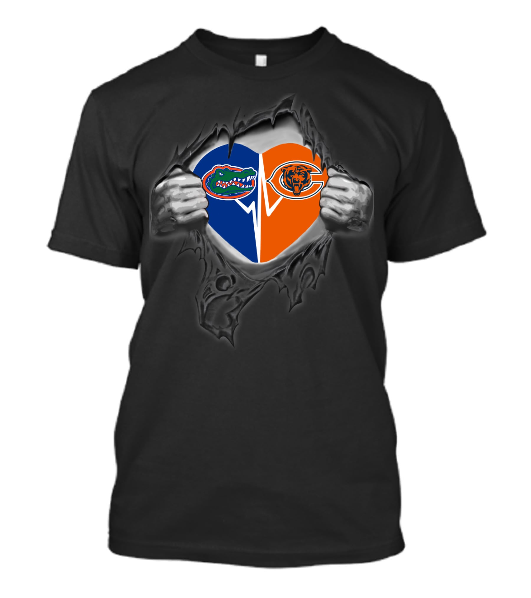 Florida Gators Chicago Bears Heart Logo Fusion T-Shirt