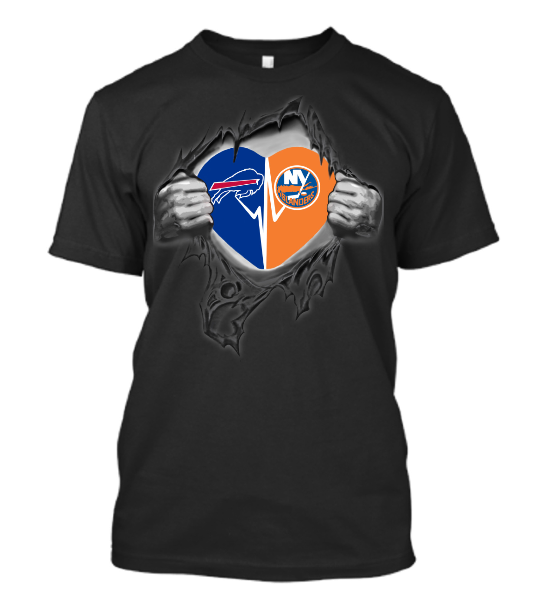 Buffalo Bills Heart Ny Islanders Fan Pride T-Shirt
