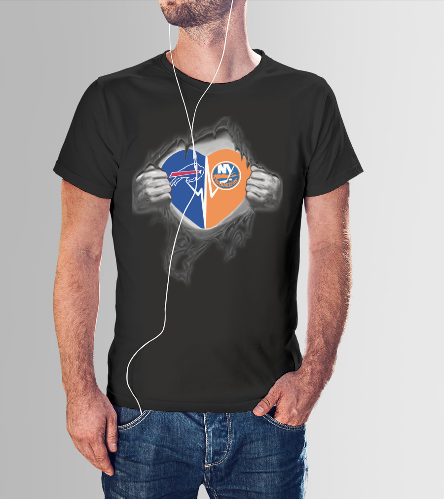 Buffalo Bills Heart Ny Islanders Fan Pride T-Shirt