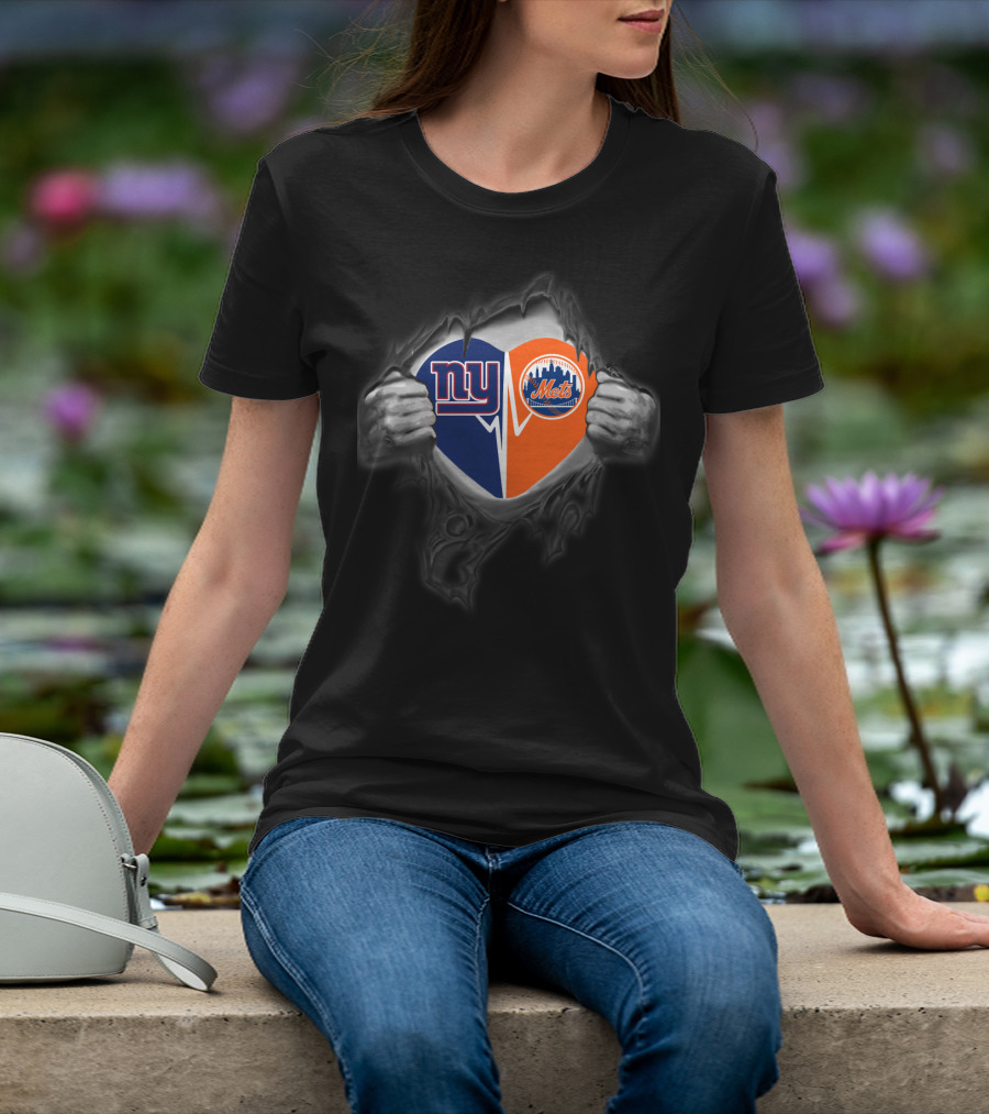 Ny Giants Mets Heartbeat Fan T-Shirt