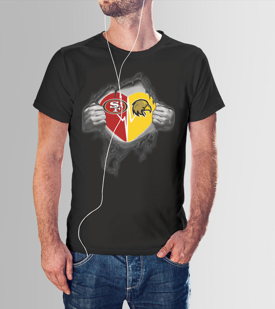 San Francisco 49ers Golden Eagles Heart T-Shirt
