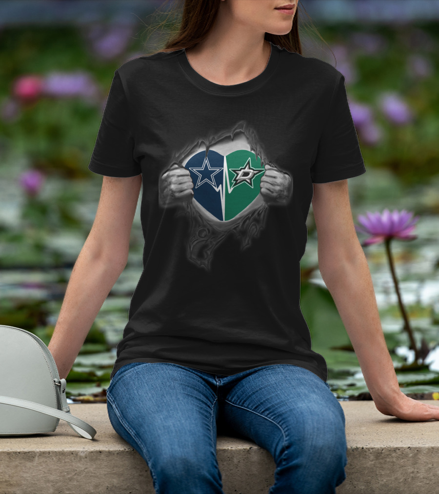 Dallas Cowboys Stars Heart Logo Fusion T-Shirt