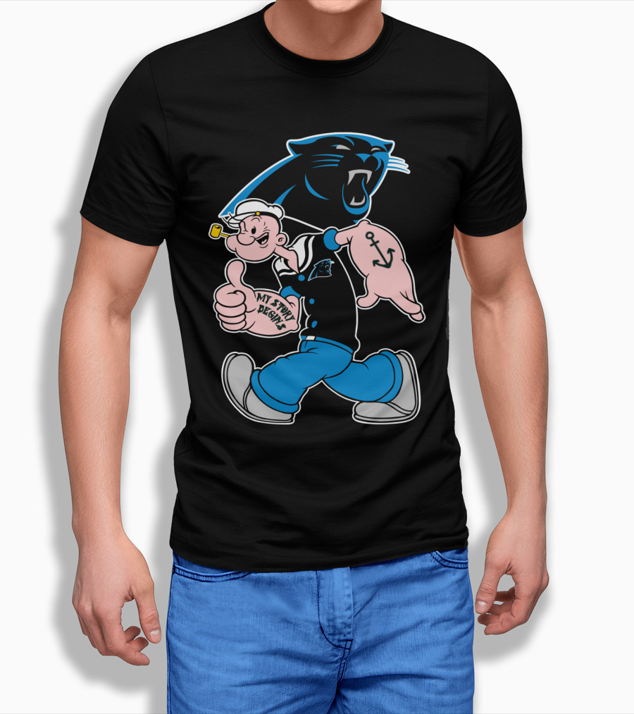 Carolina Panthers My Story Designs Popeye Anchor T-Shirt