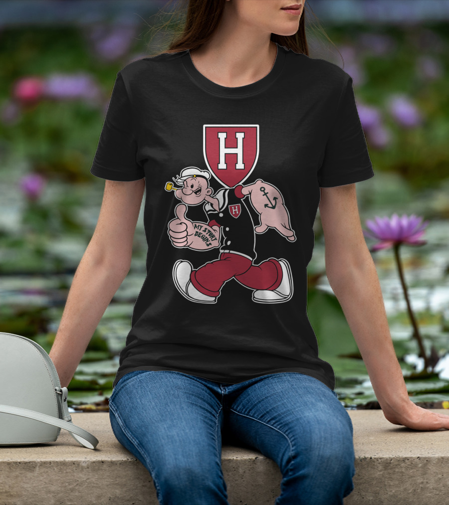 Harvard Crimson Popeye My Story Designs T-Shirt