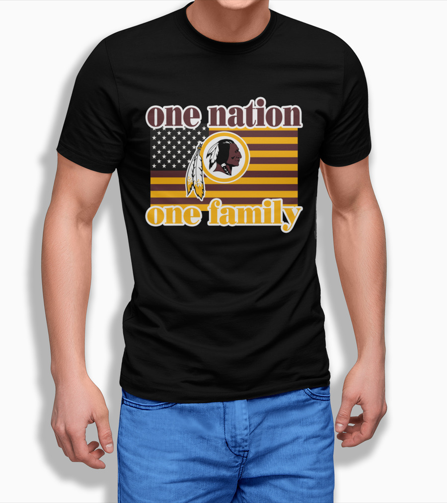 One Nation One Family Washington Redskins Logo American Flag T-Shirt