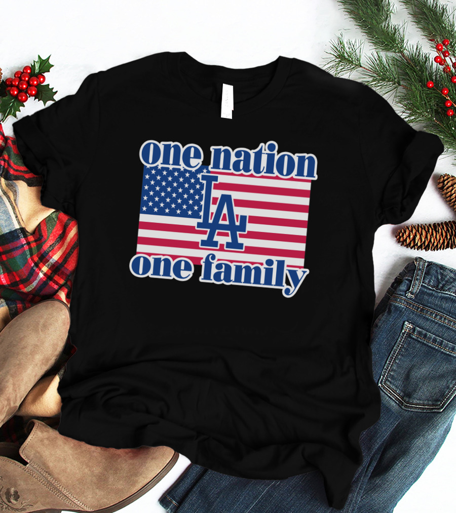 One Nation One Family La Dodgers Usa Flag T-Shirt