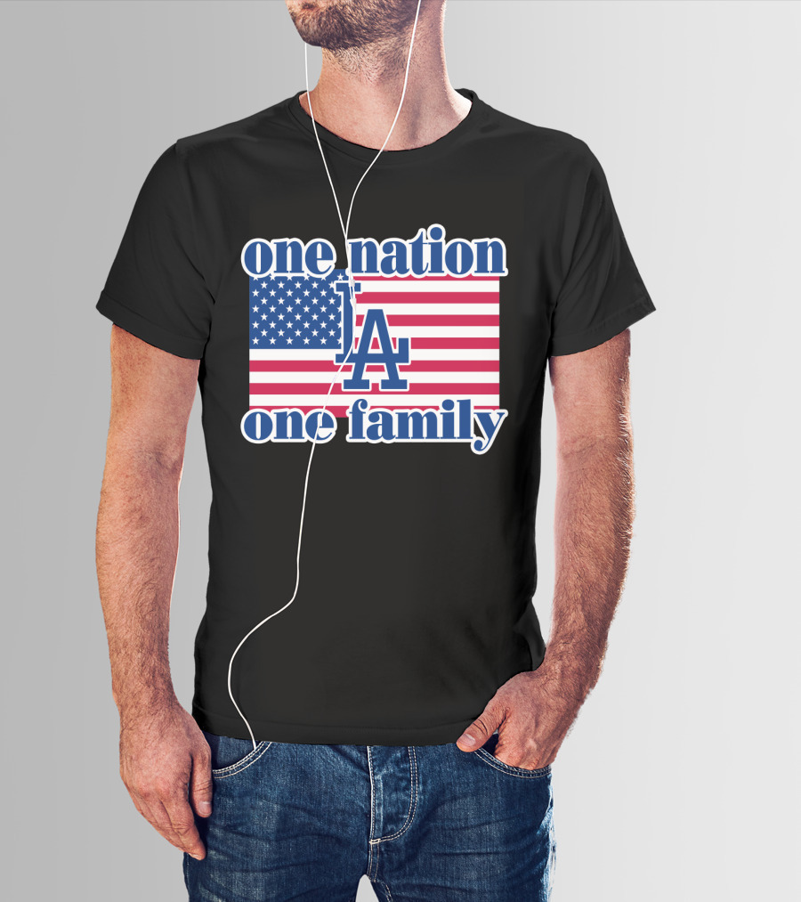 One Nation One Family La Dodgers Usa Flag T-Shirt