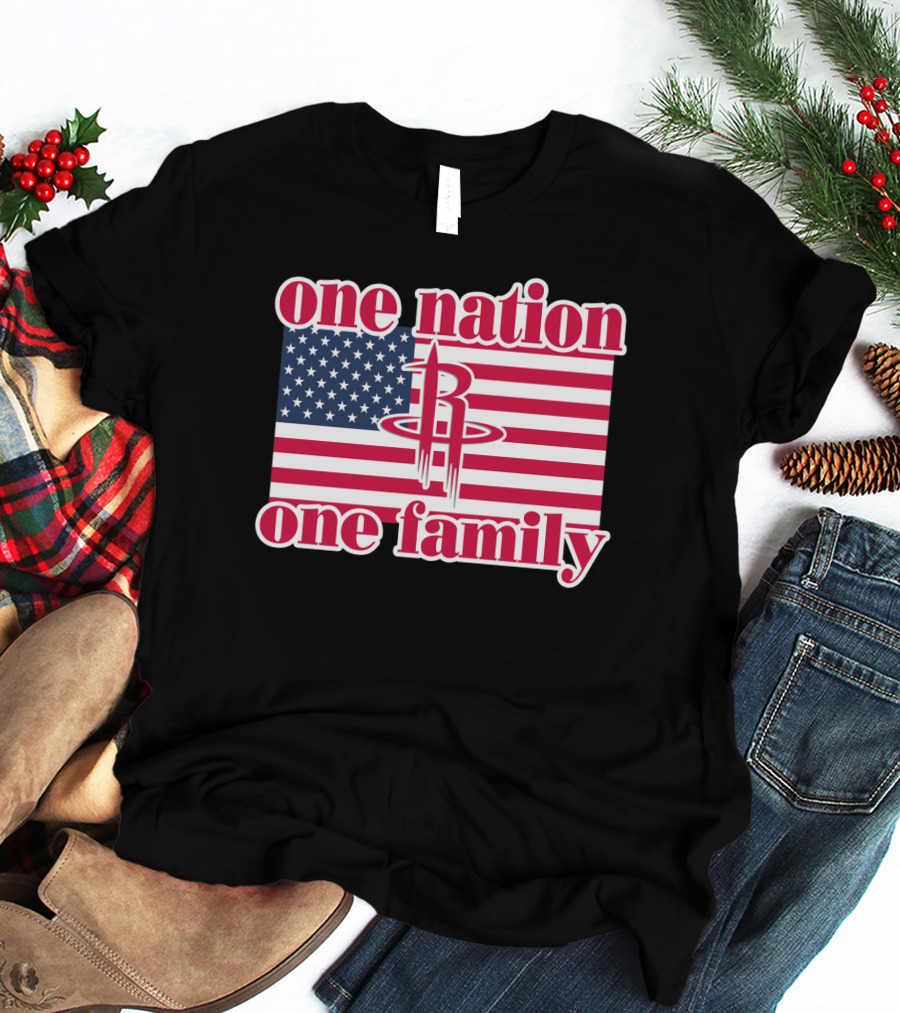 One Nation One Family 79 Houston Rockets Usa Flag T-Shirt