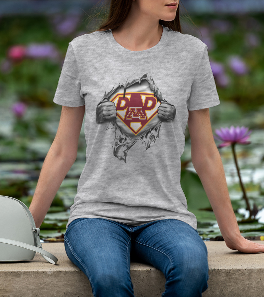 Minnesota Golden Gophers Dad Emblem Superhero Burst T-Shirt