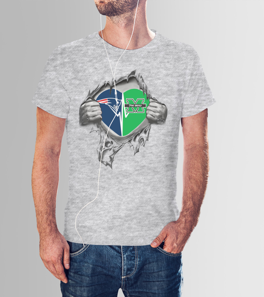 Patriots Marshall The Herd Heart T-Shirt