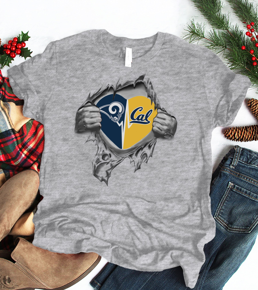 Rams Cal Heartbeat Passion Peeking Through T-Shirt