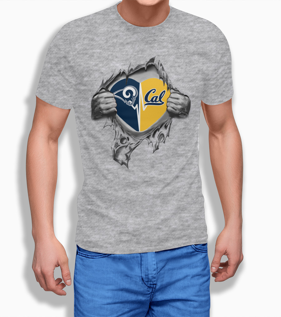 Rams Cal Heartbeat Passion Peeking Through T-Shirt