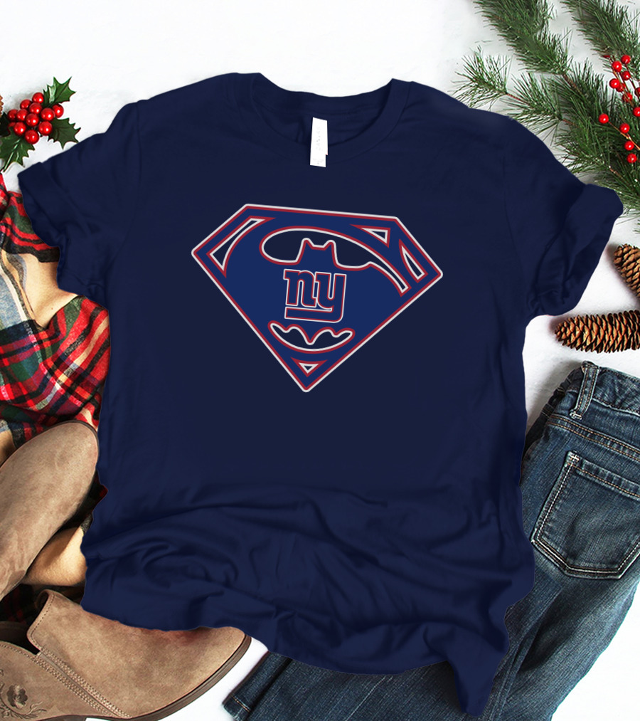 Superman Logo Batman Bat Symbol New York Giants Combination T-Shirt