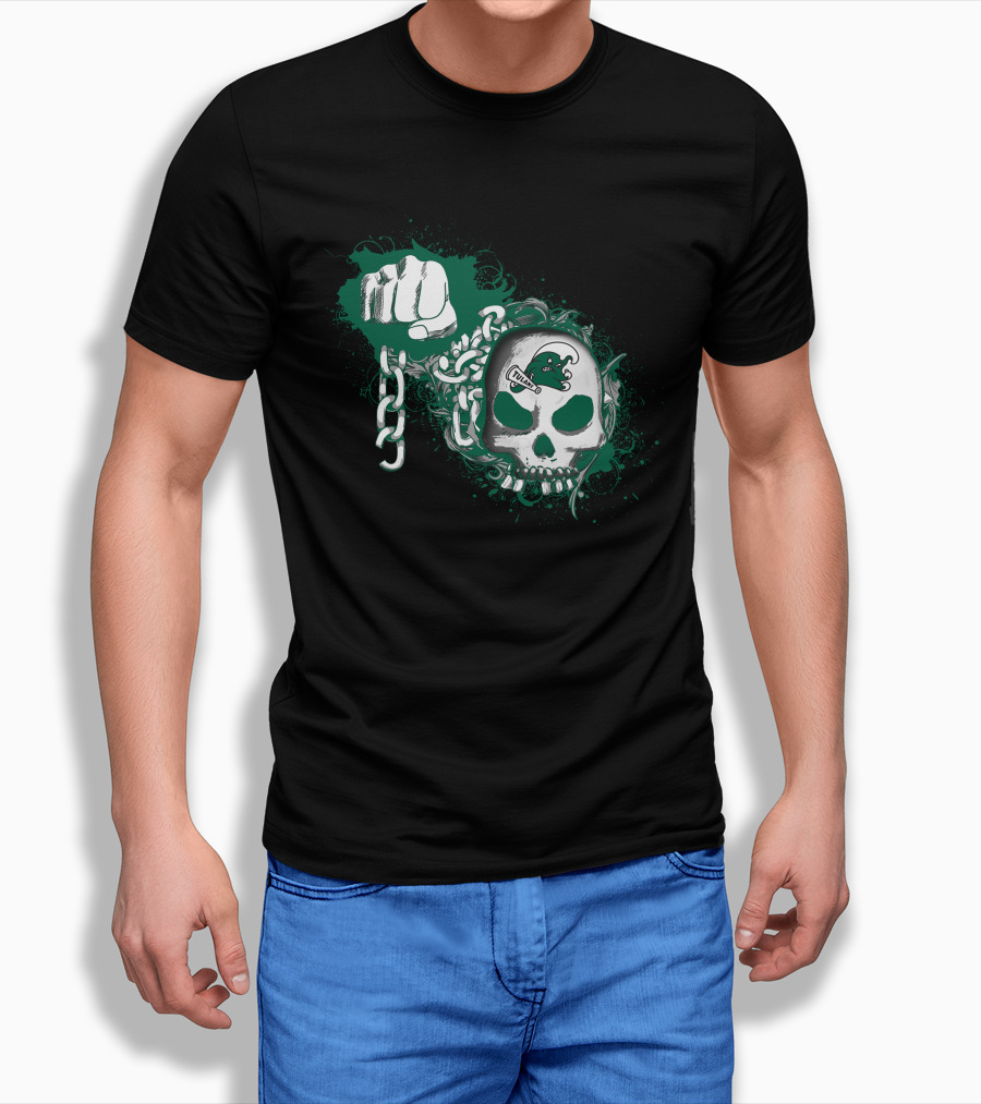 Tulane Green Wave Skull Fist Chains T-Shirt