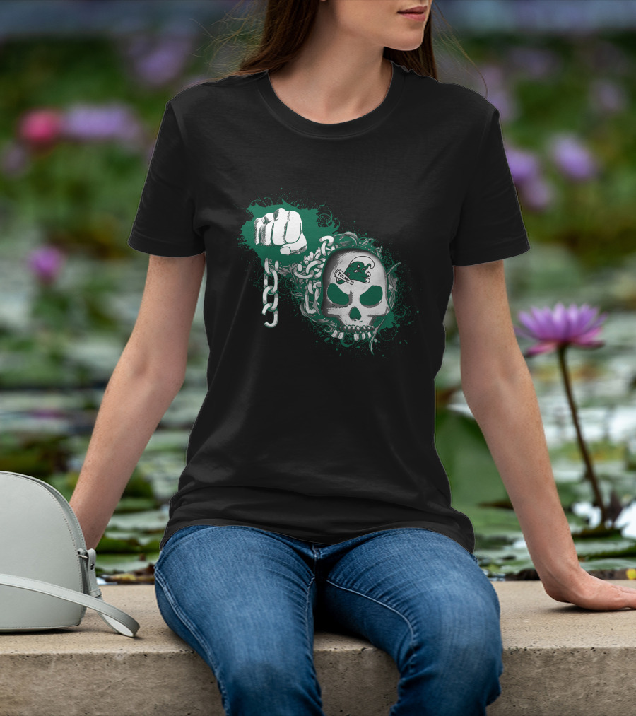 Tulane Green Wave Skull Fist Chains T-Shirt