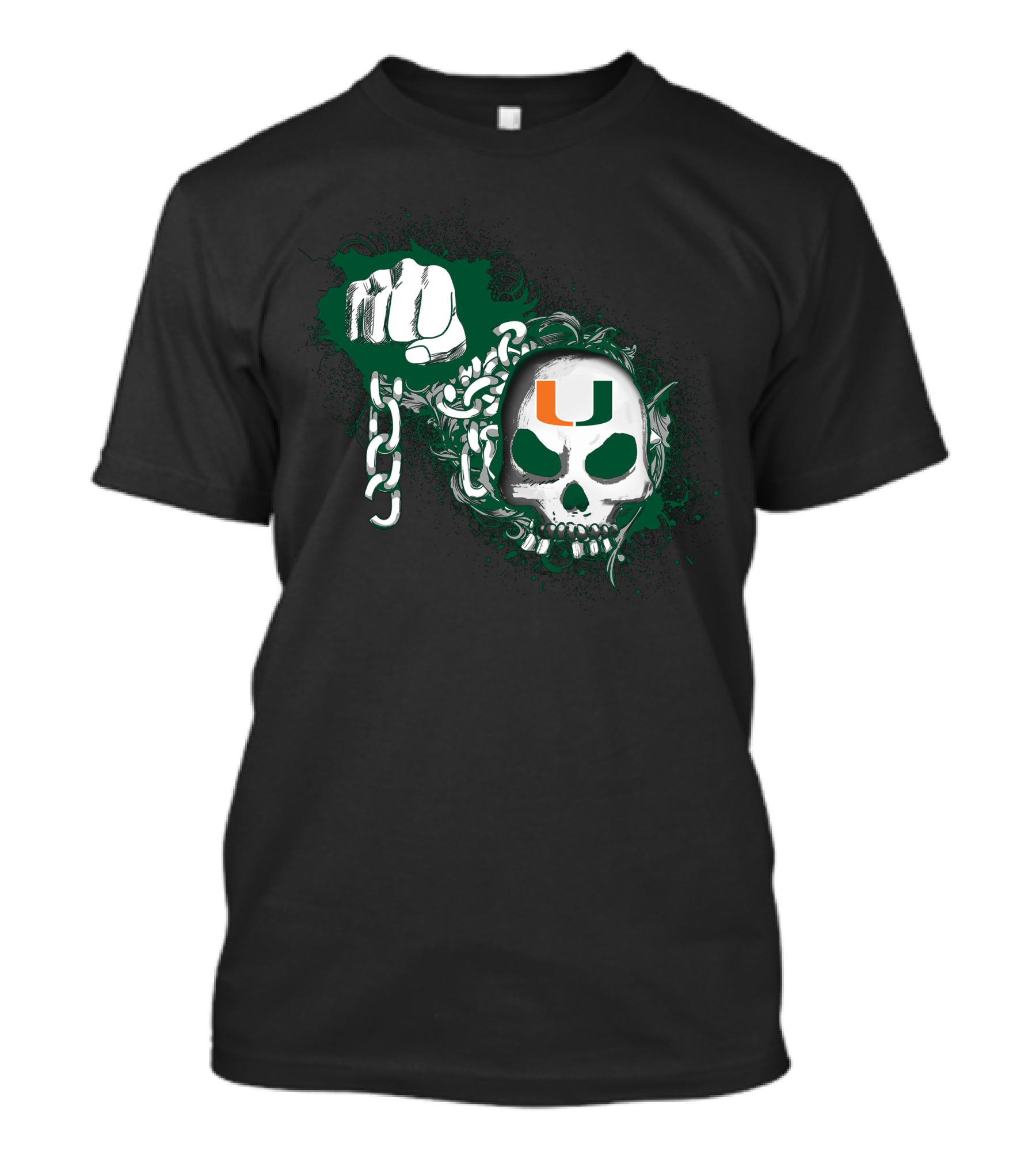 Miami Hurricanes Skull And Fist Chain T-Shirt