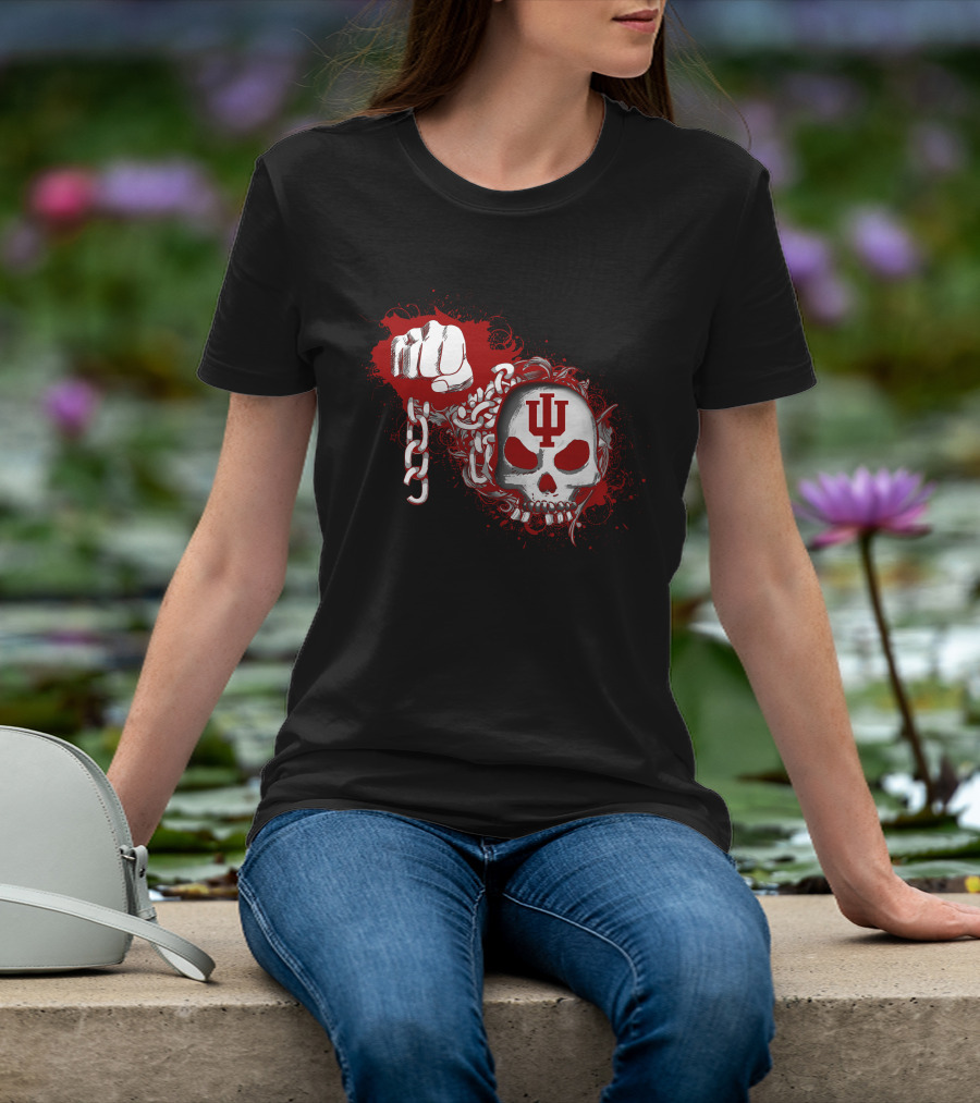 Indiana Hoosiers Skull And Chains With Red Iu T-Shirt