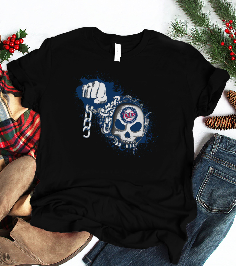 Minnesota Twins Baseball Skull And Chain T-Shirt